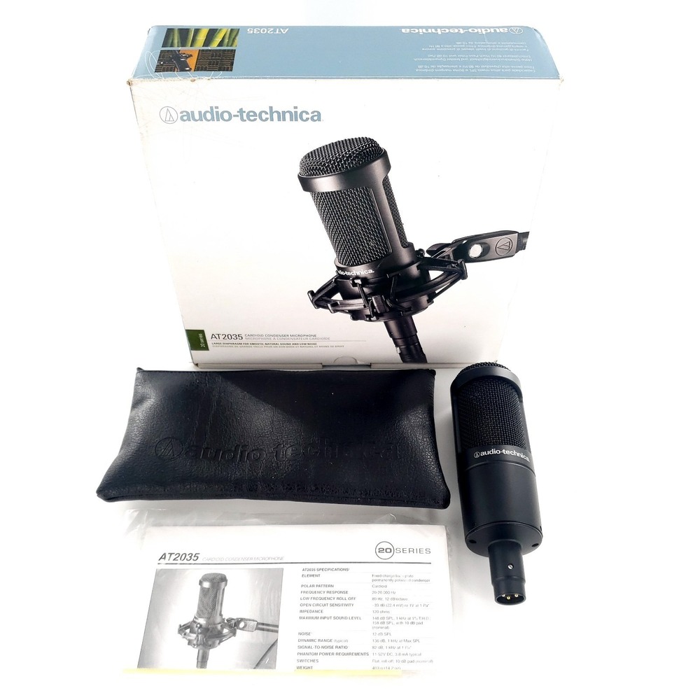 Audio-Technica AT2035 Cardioid Condenser Microphone No Shock Mount Tested Works